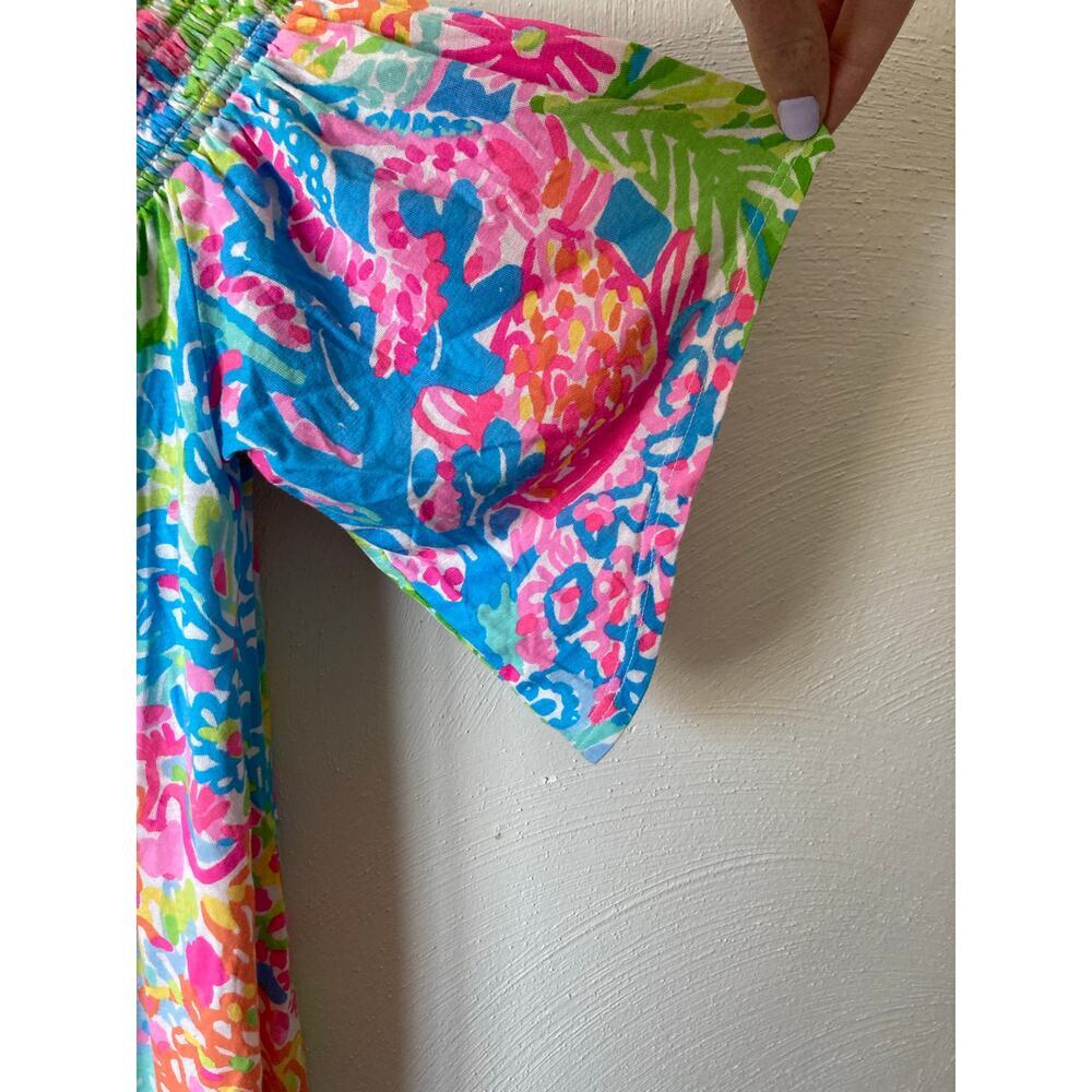EUC Lilly Pulitzer Almeria Lovers Coral Stretch Off the Shoulder Top Bright XS - Picture 7 of 13